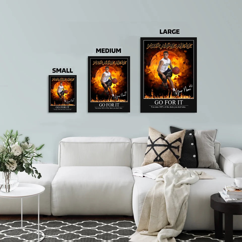 "On Fire" Custom Basketball Wall Art