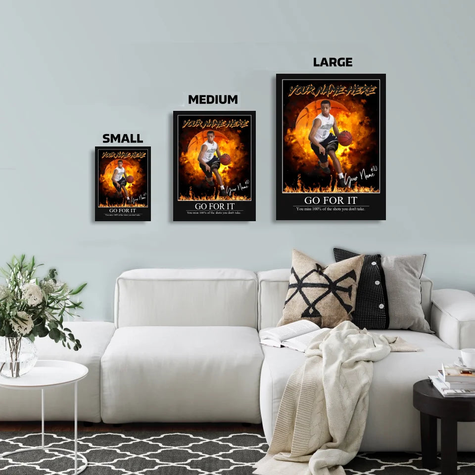 "On Fire" Custom Basketball Wall Art