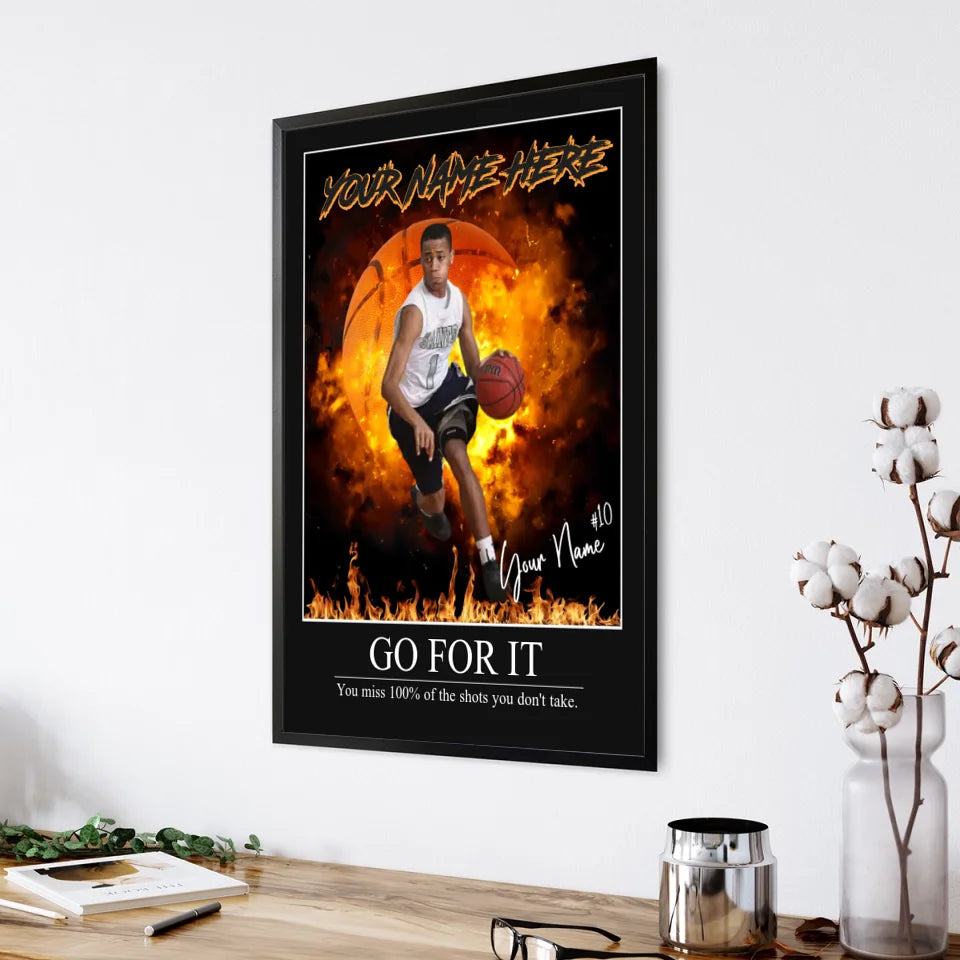 "On Fire" Custom Basketball Wall Art