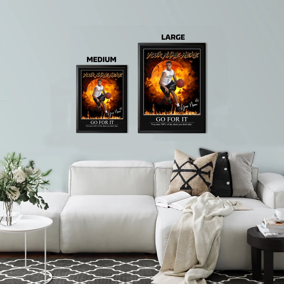 "On Fire" Custom Basketball Wall Art